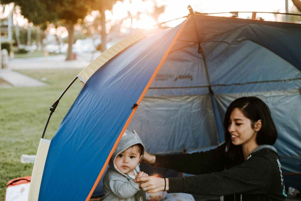 camping with a baby in the tent